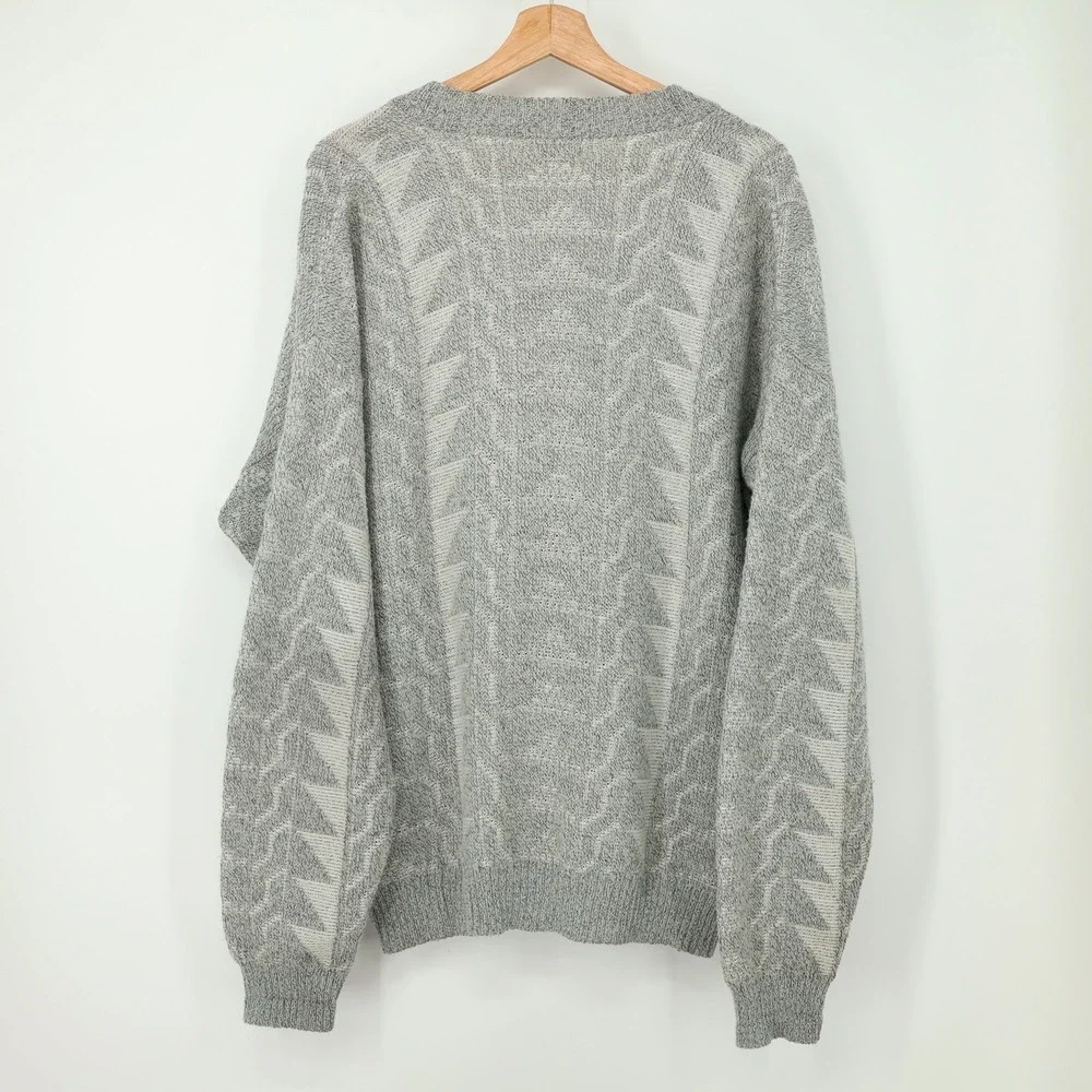 VTG Cambridge Classic Cardigan Sweater Men L Gray Fair Isle Grandpa Grunge 90's